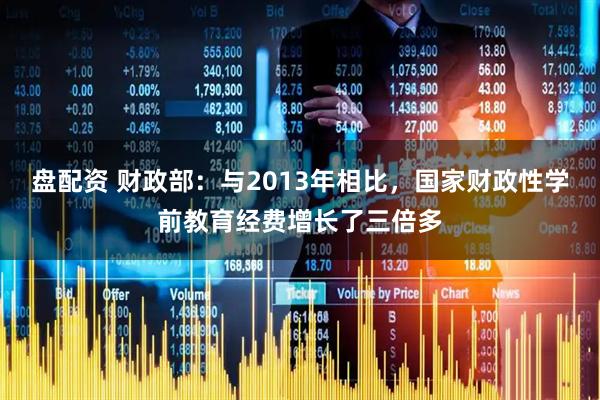 盘配资 财政部：与2013年相比，国家财政性学前教育经费增长了三倍多